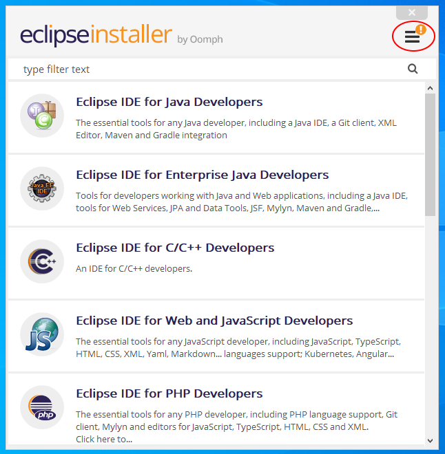 Eclipse Installer Update